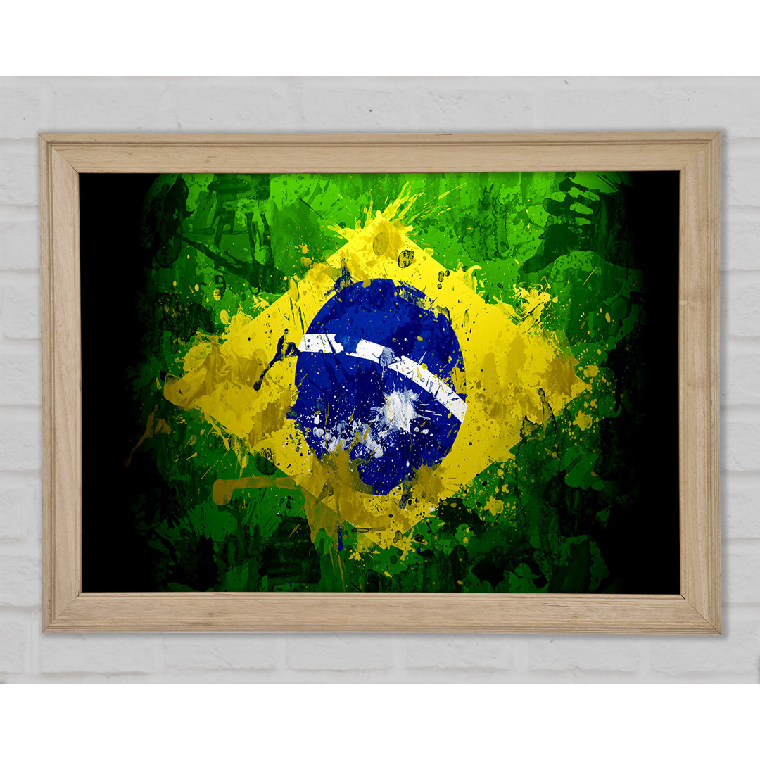 Brasilianische Flagge Grunge - Druck