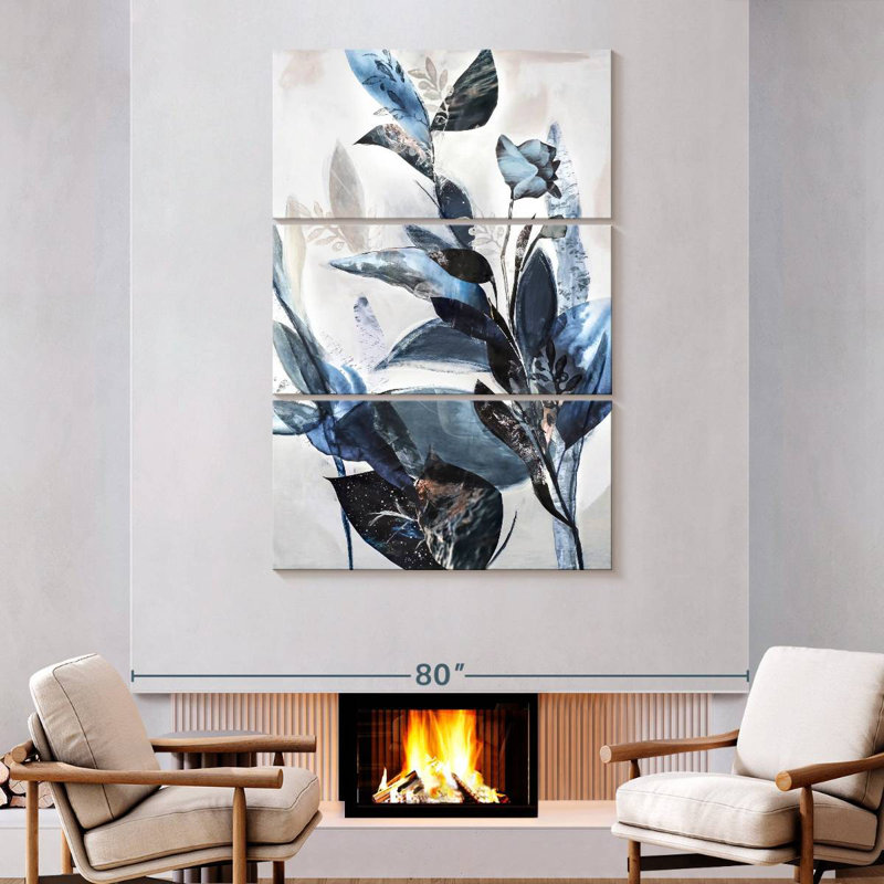 Harnek feuilles bleues, H 74 po x l 48 po