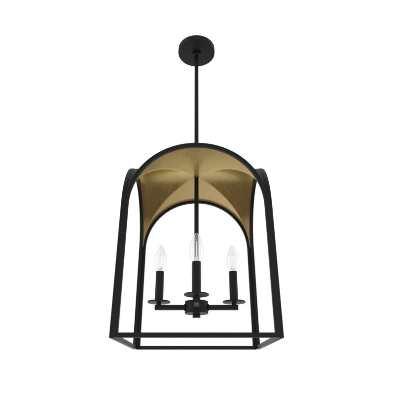 Dukestown 4 - Light Lantern Square Chandelier, Natural Iron/Gold Leaf 