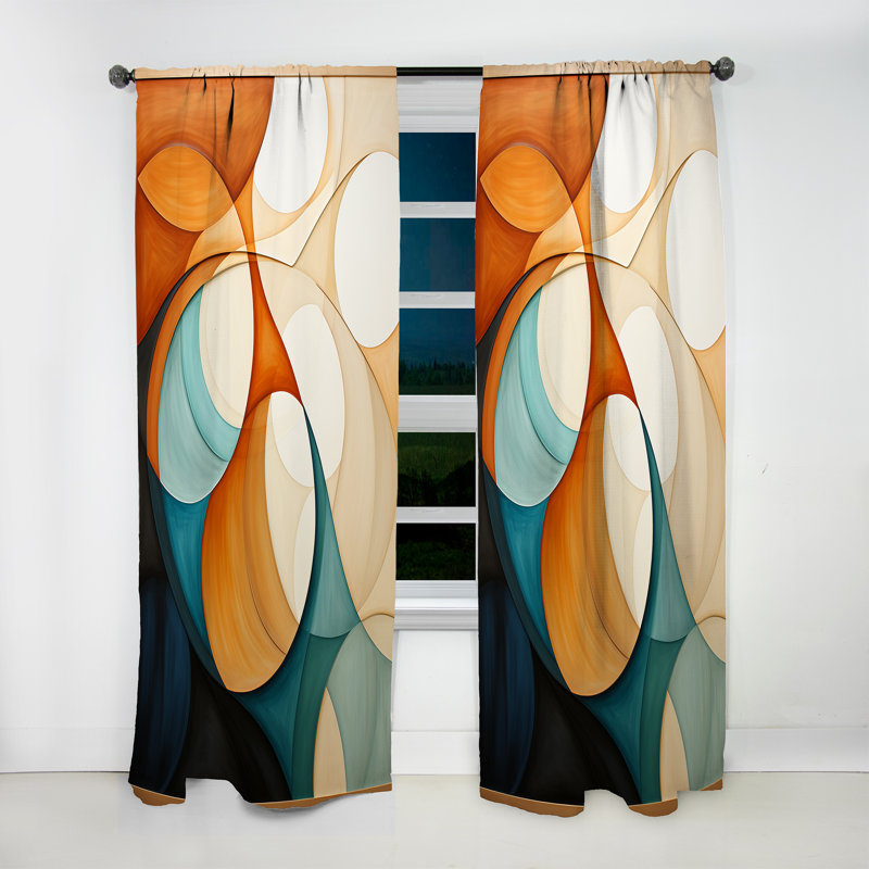 Rideau obscurcissant orange Mid Century, L 52 po x L 84 po