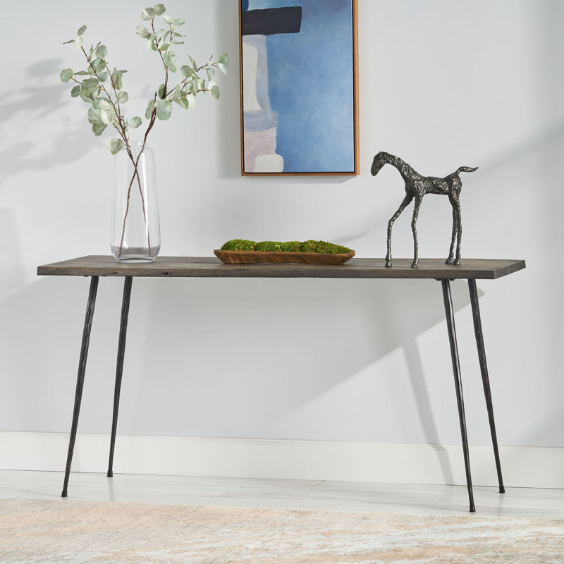  Console d'entrée minimaliste avec pieds en épingle en métal et finition aspect bois