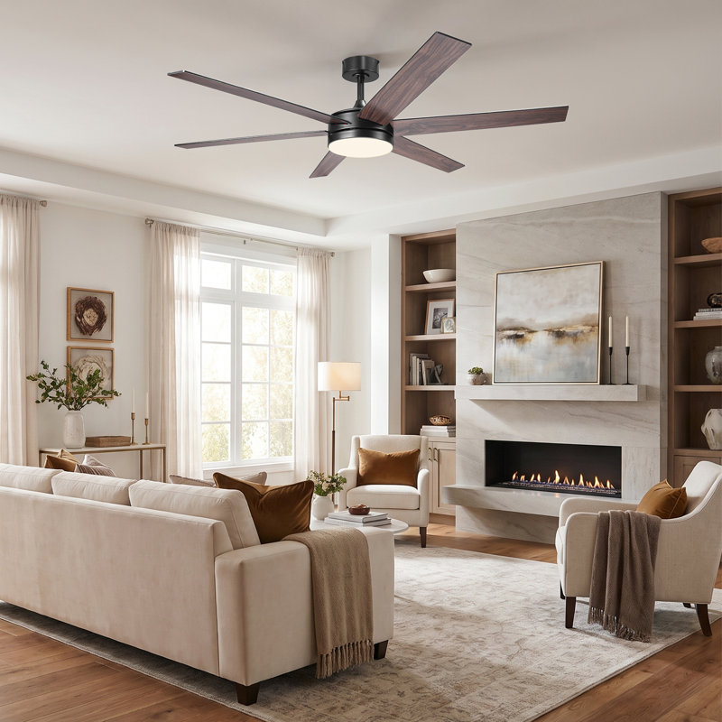 Vaczon 60" Modern Smart Large Ceiling Fan with Dimmable 3CCT LED Lights, 6-Speed Reversible DC Motor, Timer, Remote and App Control