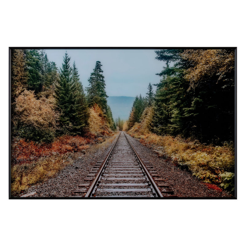 Autumn Tracks Rustic Landscape Framed Print on Glass