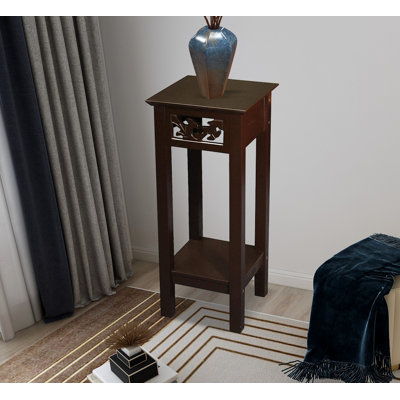 Mcadoo 29.5" H x 11.8" D x 11.8" W End Table, Side Table, Plant Stand with Storage Shelf, Brown