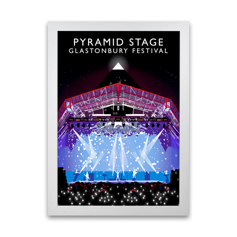 Pyramid Stage Glastonbury Festival by Richard O'Neill - Single Picture Frame Print, White, 42 cm H x 297 cm W