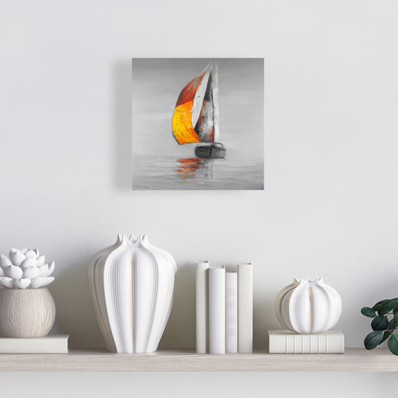 Toile côtière blanche - voile | Art contemporain contemporain