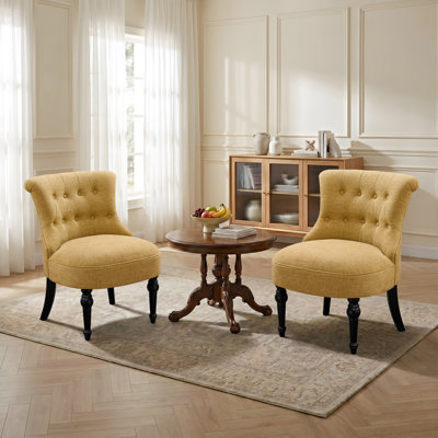 24.4 " Wide Tufted Chenille Accent Side Chair (Set of 2)