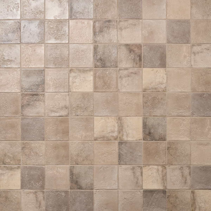 Navari 5X5 Textured Matte Ceramic Tile, Taupe