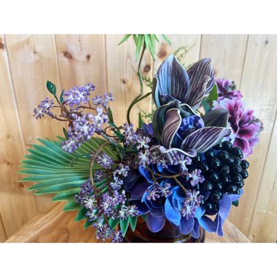 Artificial Flowers Arrangement in a Weighted Glass Vase