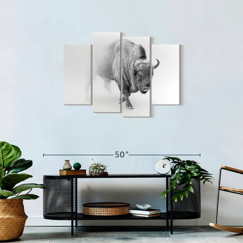 " Wild Bison " 4 - Pieces, 27" H x 43" W x 1.25" D