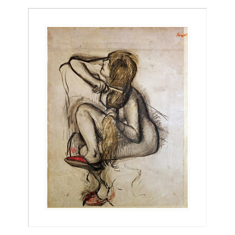 «Woman Combing Her Hair» par Edgar Degas, impression giclée encadrée, H 28,39 po x l 23,5 po