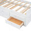 Lit simple en bois avec tête de lit et prises de rangement, extensible avec lit gigogne et trois tiroirs, blanc