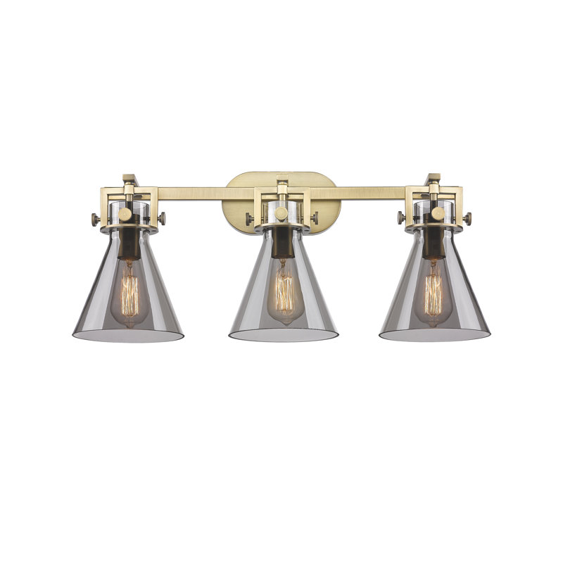 Éclairage pour meuble-lavabo mural 3 lumières Silerton, Fumée, Nickel poli