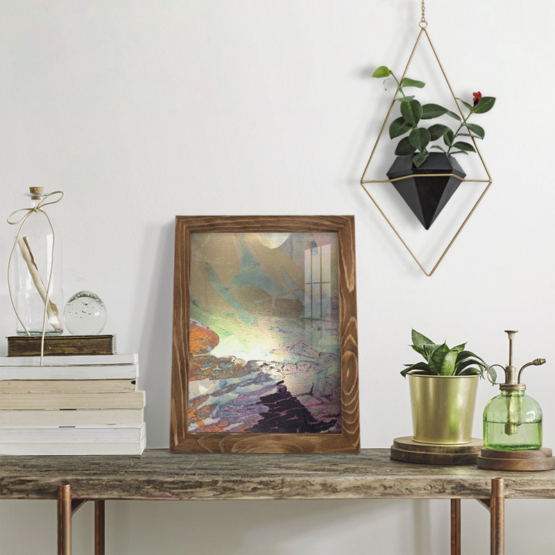Paysage de Monet, impression encadrée sur papier, H 11 po x l 9 po x P 1 po, Noyer