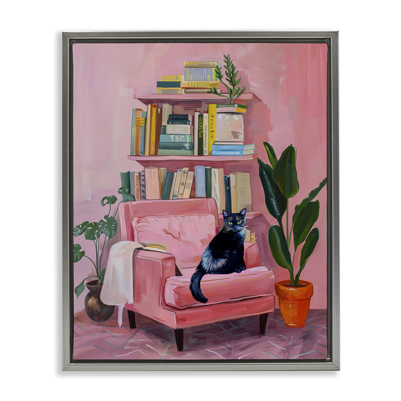 Cadre flottant rose Calm & Cozy, design par Lil 'Rue, H 21 po x l 17 po, Cadre flottant gris lustré