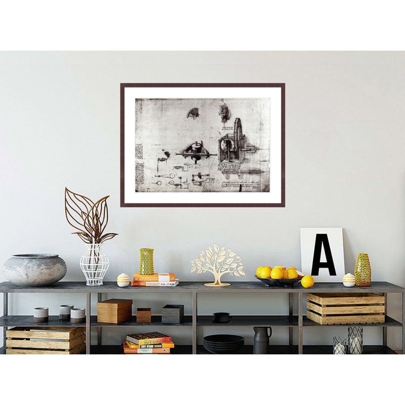 A Fin Spindle fol. 393v Codex Atlanticus by Leonardo da Vinci -Framed Giclee Print, H 31,22 po x l 41,5 po
