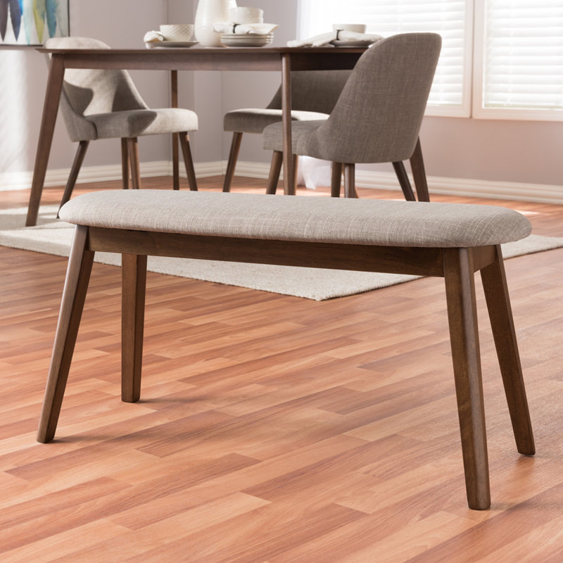 Cronin Polyester Blend Upholstered Bench, Light Gray