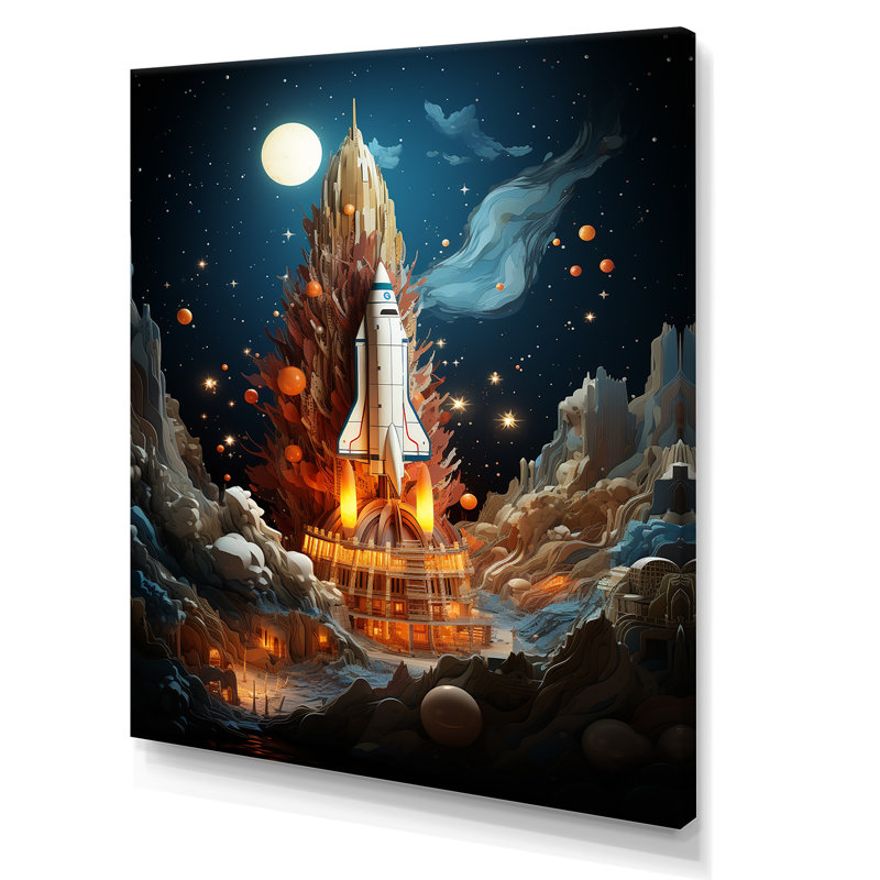 " Expressionist Space Shuttle Burst II ", Wrapped Canvas, 40" H x 30" W