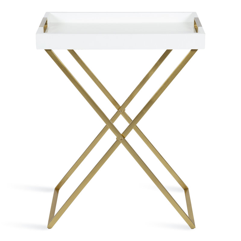 Table de bout Deronte, Blanc/doré