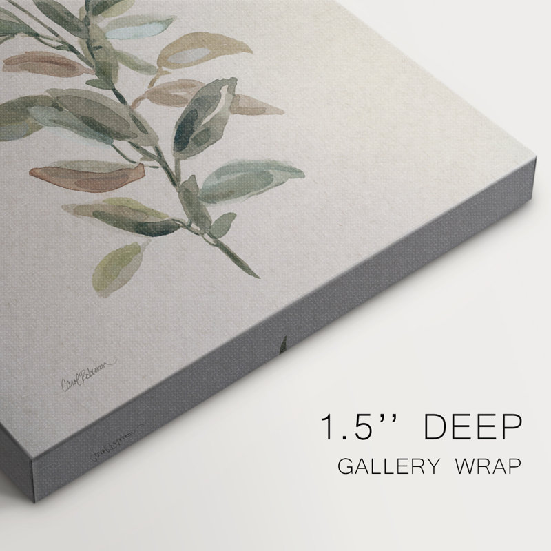 Tige florale blanche II - Cavas enveloppés de galerie, H 12 po x l 8 po