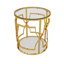 Table d'appoint ronde dorée de luxe 19,7 po avec plateau en verre trempé et tablette de rangement, table de bout moderne avec cadre en métal pour salon, chambre à coucher, canapé, table d'appoint pour petit espace-133293627