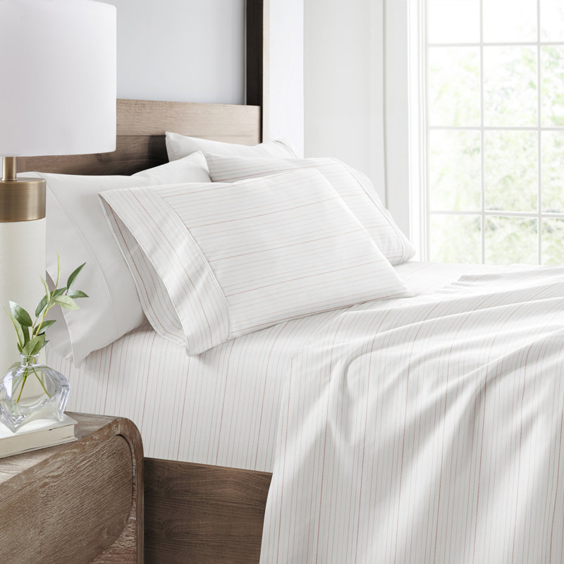 Twin Terracotta Stripe Microfiber 4-Piece Sheet Set