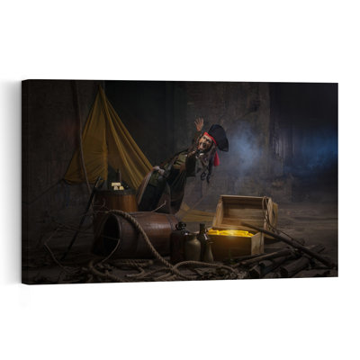 Startled Pirate'S Treasure Vintage Abstract Wall Art Print