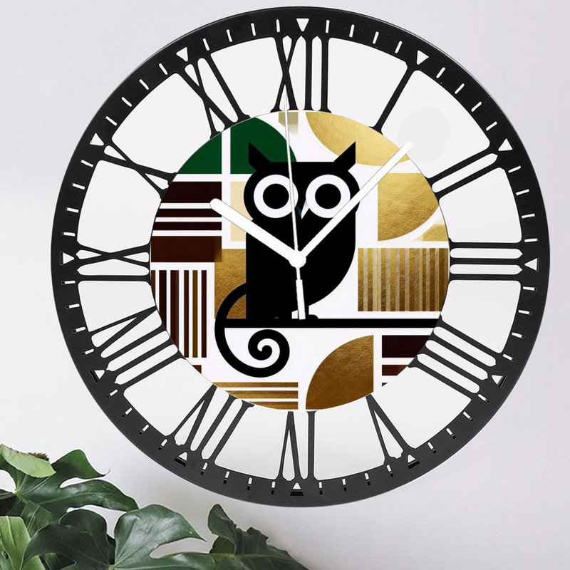 Horloge murale ronde en fer 10 po avec mouvement à quartz silencieux, chiffres romains, impression UV, Doré