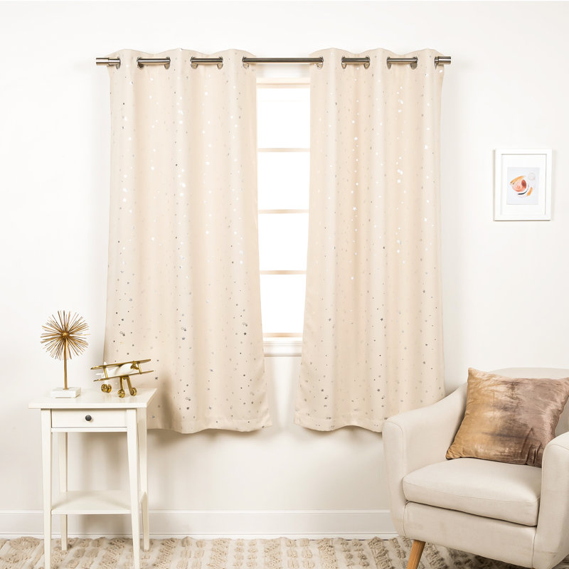 Rideaux occultant étoile argentée, Beige, L 40 po x L 63 po