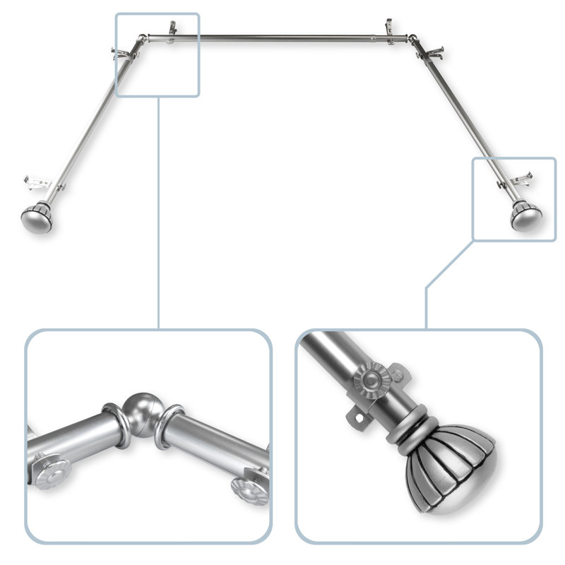 Baie vitrée réglable de 0,75 po Halima - tringle simple, Nickel satiné