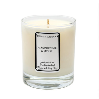 Frankincense And Myrrh Scented Jar Candle with Glass Holder