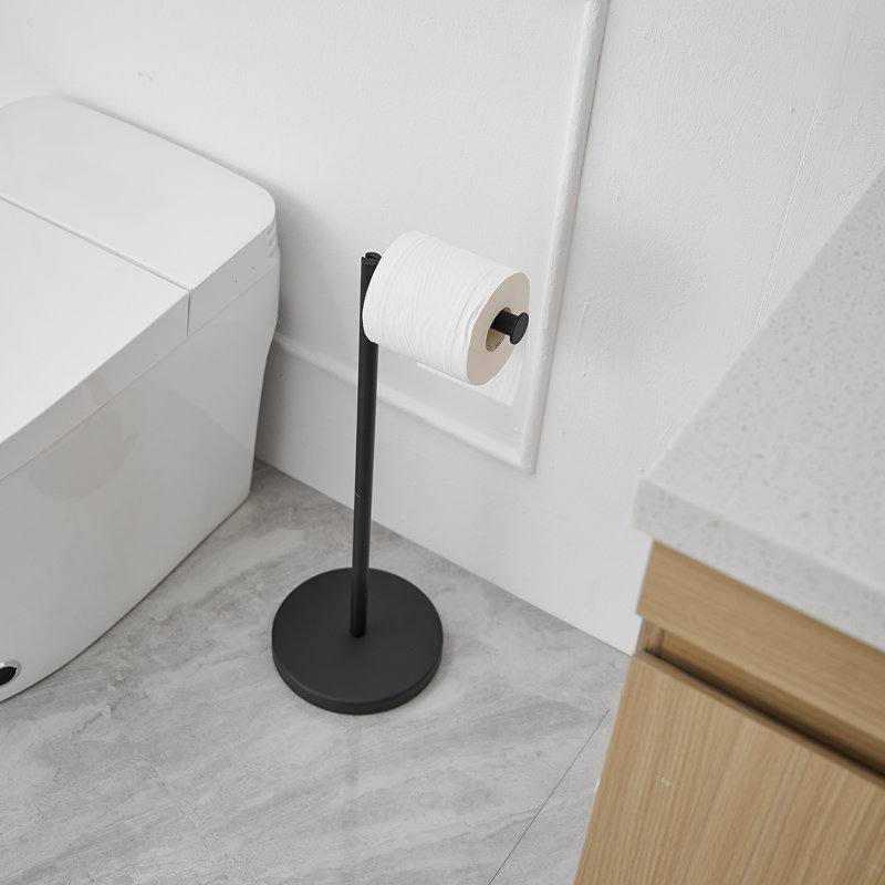 1 Free Standing Toilet Paper Holder, Matte Black