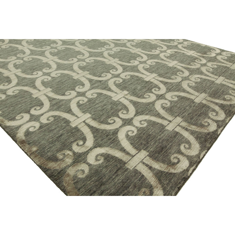 Geometric Area Rug in Gray, Rectangle 2' x 3'