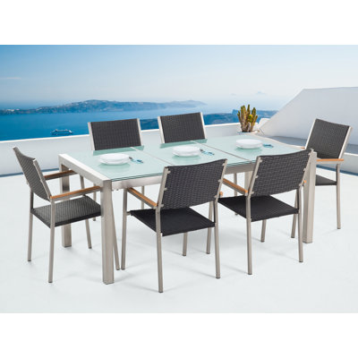 Lothen 6 - Person Patio Dining Set with Rectangular Table , Cushions Included