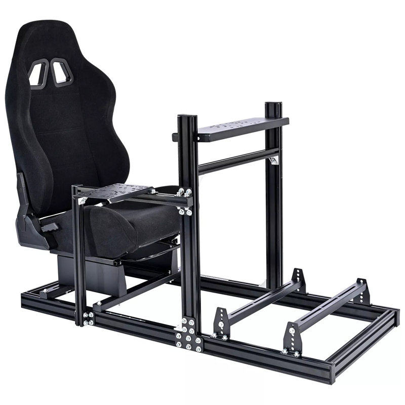 Simulateur de course en alliage d'aluminium Anman Gt / Formule 1 avec siège pour Logitech G923 Cadre d'initiation de course en aluminium, panneau de vitesses avec barre latérale supplémentaire. Convient au volant droit Gpro Csldd T818, cadre inclus