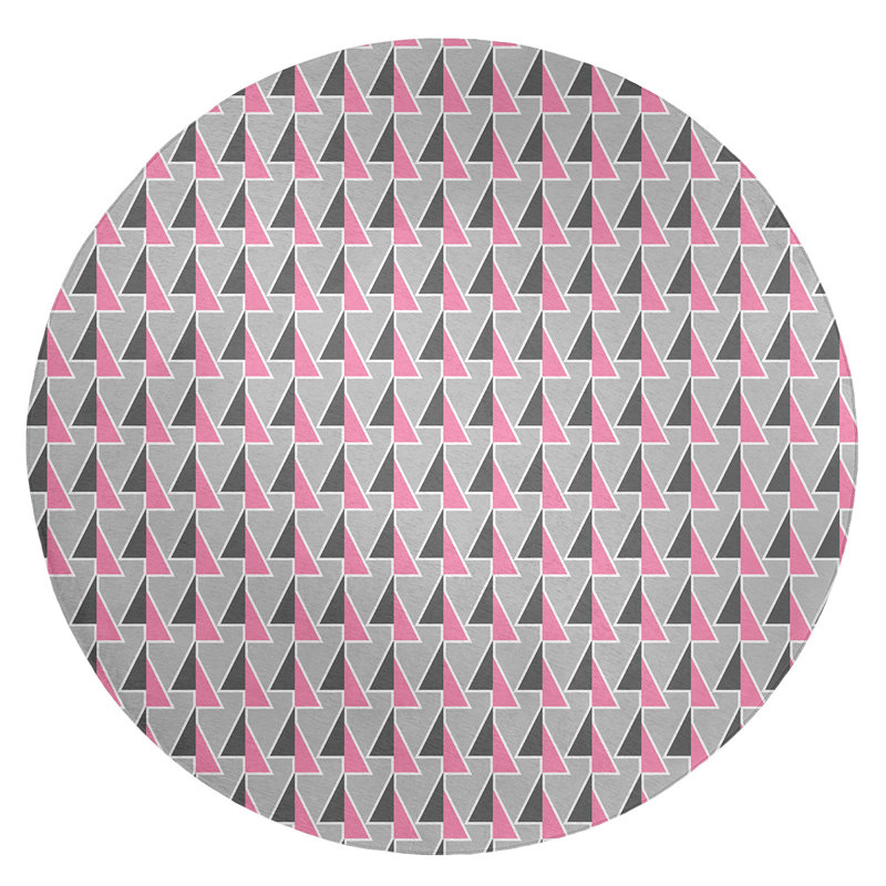 Chenille Geometric Indoor Rug, Round 5'