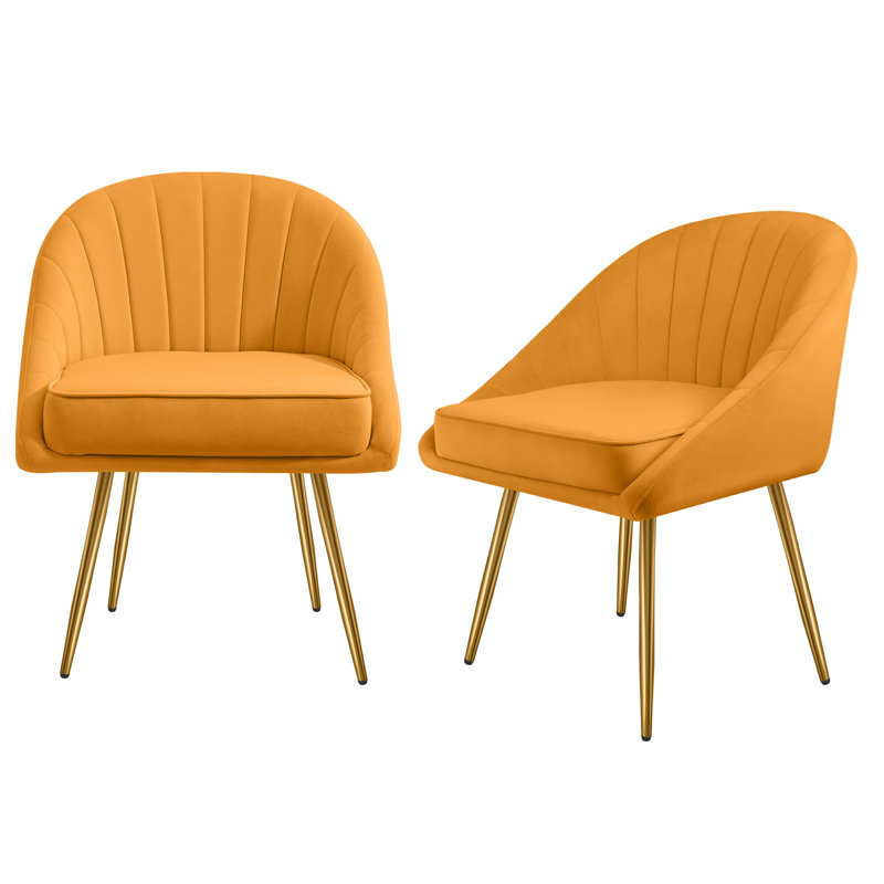 Fauteuil en velours touffeté de 25,6 po de large Teashia, Velours jaune