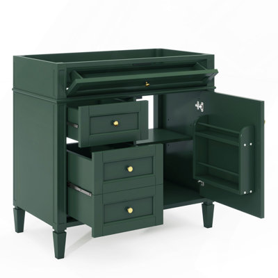 Meuble-lavabo de salle de bain 36 po sans lavabo supérieur, armoire de rangement moderne avec 2 tiroirs et un tiroir basculant, structure en bois massif (NoT INCLUDE BASIN SINK)