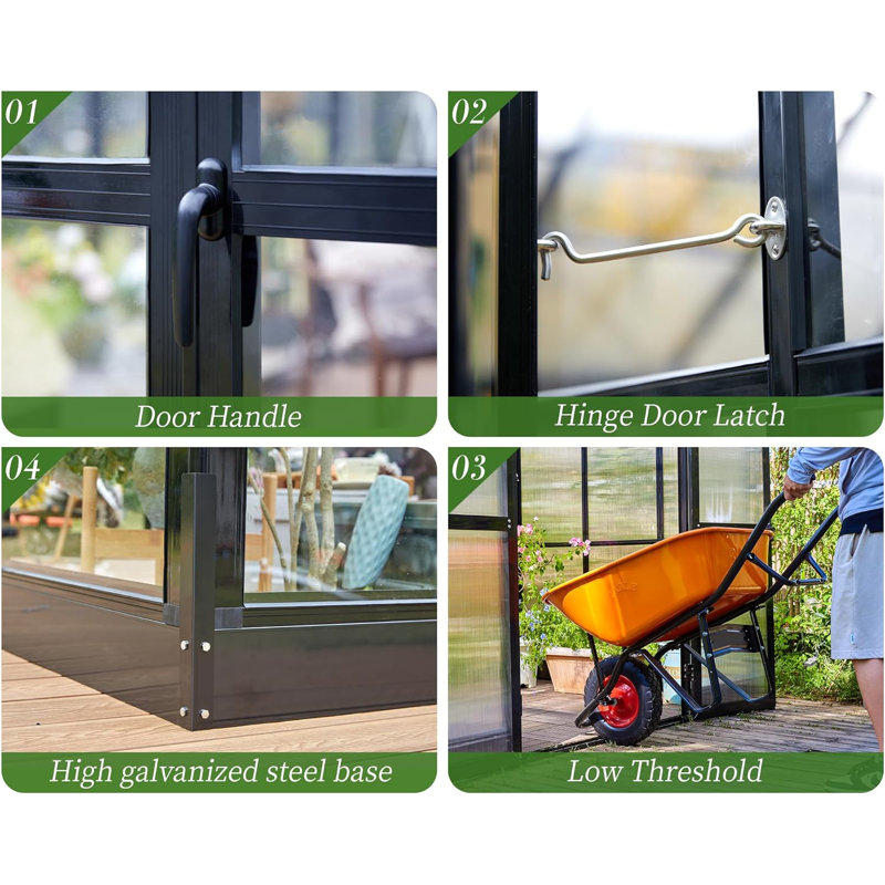 Grower’s Haven 12 x 13.5 x 9 ft. Hybrid Polycarbonate Greenhouse- Aluminum Greenhouse with Quick Connect Fittings