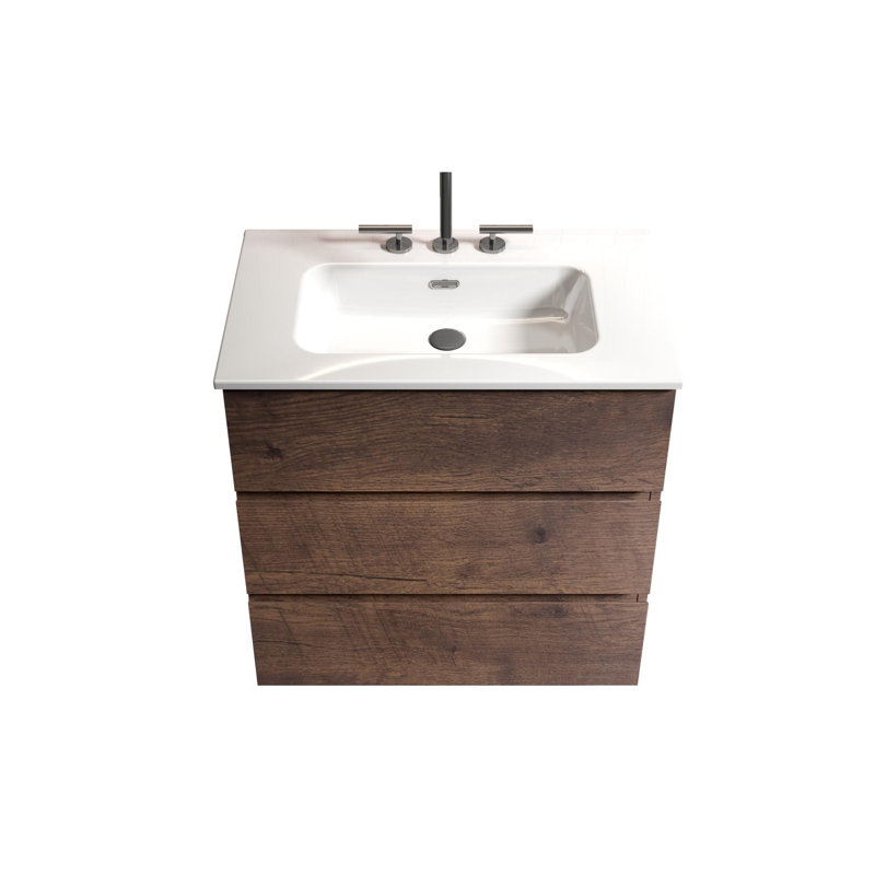 Meuble-lavabo de salle de bain avec lavabo, 30", Noyer