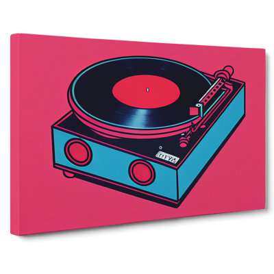 Vinyl Record Player Pop Art Abstract - Wrapped Canvas Print