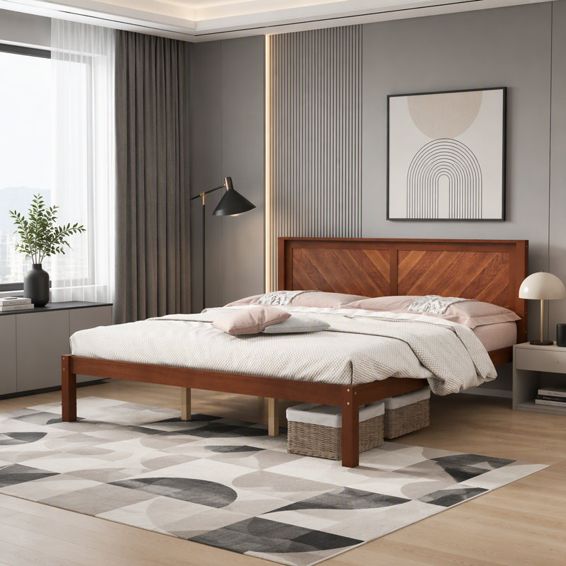 Bed, Très grand lit, Noyer