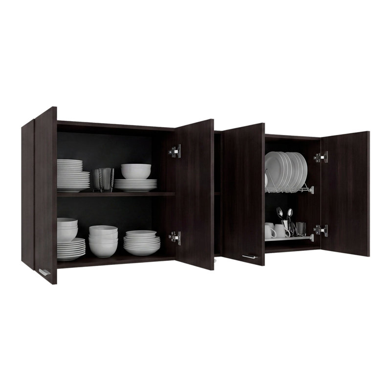 Armoire de cuisine murale avec étagère ouverte MIlano Cannolo, STAINED WALNUT