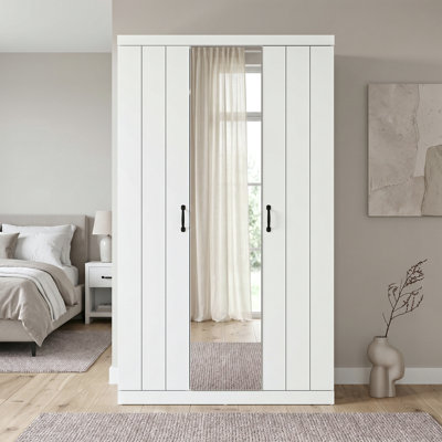 Allington 3 Door Manufactured Wood Wardrobe With Mirror