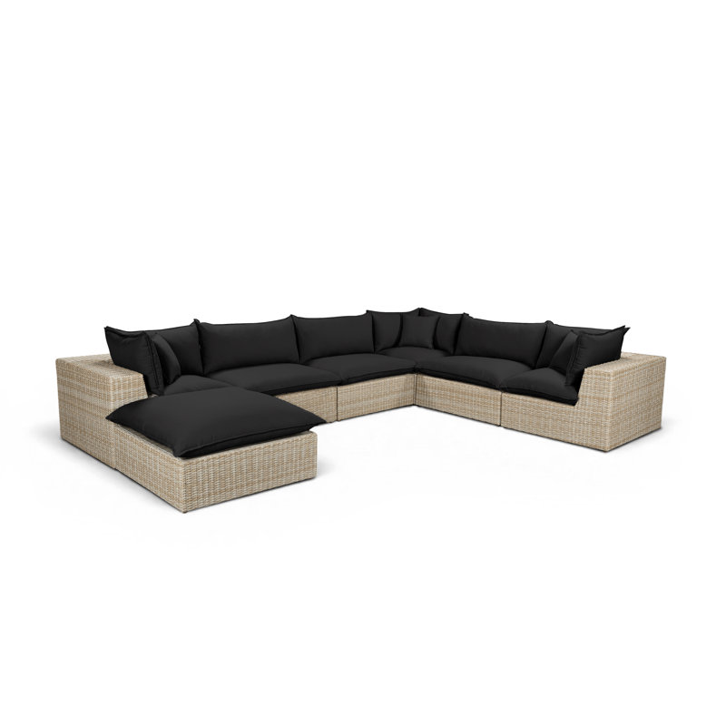 Grand canapé modulaire d'extérieur Cali, Sectional, Ottoman, 5