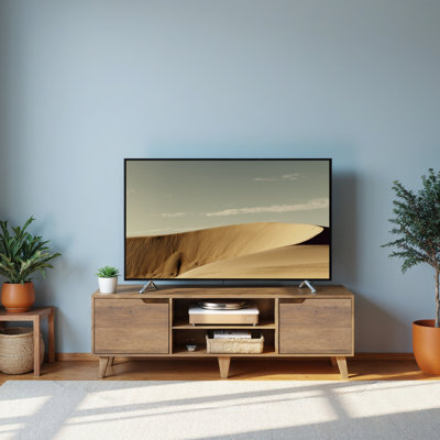 TV Stand For 65-Inch Tvs, Entertainment Center With Adjustable Shelf, 147 Cm Long Media Console Table, Transitional Style, For Living Room, Bedroom, Honey Brown
