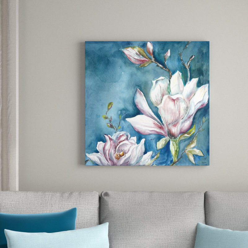 Magnolia On Blue by Tre Sorelle Studios - Wrapped Canvas Print, 76.2cm H x 76.2cm W