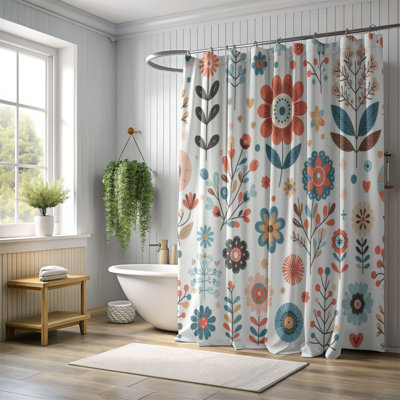 Rideau de douche standard 1 pièce Dakya Groovy Blooms