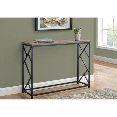 Modern Accent Desk With Taupe - Metal Construction And Display Table In Frame For Living Room, Bedroom, Entryway