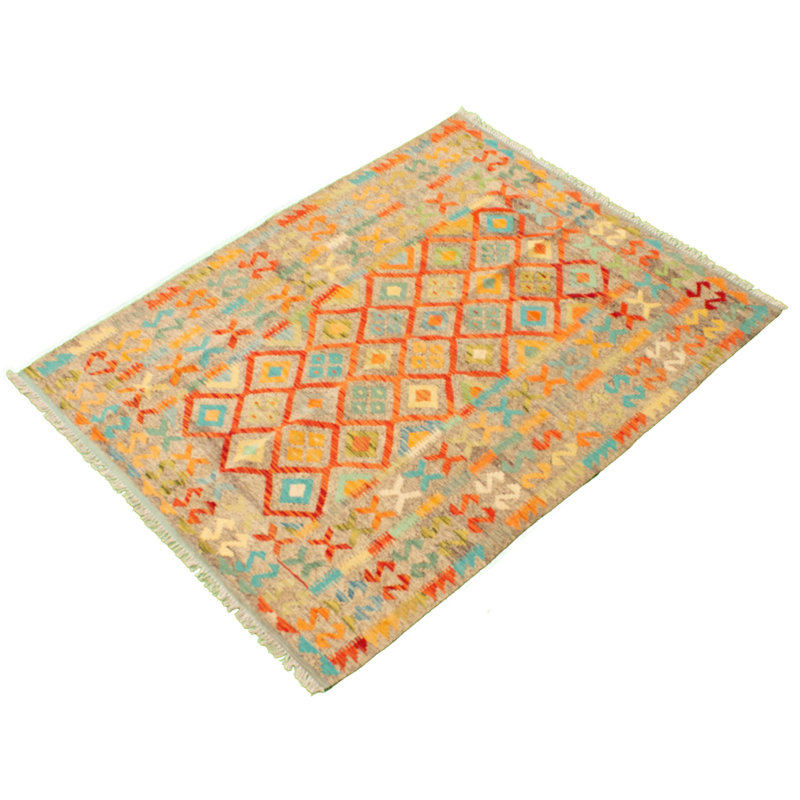 Tapis décoratif en laine de conception unique 4 pi 10 po x 6 pi 6 po noué à la main New Age